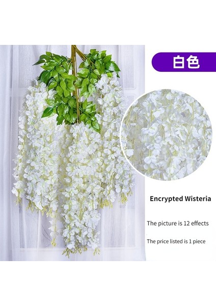 Jmzt--Bai Se Simüle Wisteria Tavan Sahte Çiçek Rattan Kapalı Düğün Dekorasyon Plastik Fasulye Çiçek Menekşe Asılı Asma (Yurt Dışından)