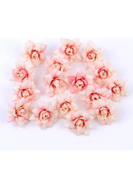 Açık Pembe 10 Adet Yapay Çiçekler Gül Kafası 4 cm Ipek Sahte Çiçekler Ev Dekor Bahçe Partisi Düğün Dekorasyon Zanaat Çelenk Aksesuarları (Yurt Dışından)