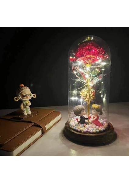 015 2022 LED Büyülü Galaxy Gül Ebedi 24 K Altın Folyo Çiçek Noel Sevgililer Günü Hediyesi Için Kubbede Peri Dize Işıkları ile (Yurt Dışından)