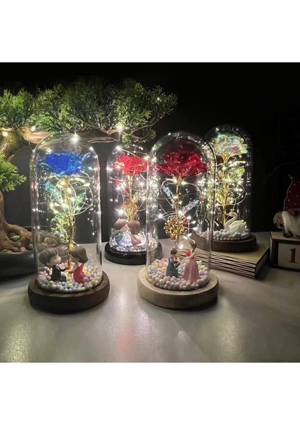 015 2022 LED Büyülü Galaxy Gül Ebedi 24 K Altın Folyo Çiçek Noel Sevgililer Günü Hediyesi Için Kubbede Peri Dize Işıkları ile (Yurt Dışından) indirimleri