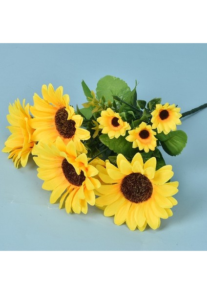 Stil 2 7 Kafaları Yapay Ayçiçeği Buketi Ipek Ayçiçeği Sahte Çiçek Dıy Düğün Buketleri Centerpieces Düzenlemeleri Parti Ev Dekor (Yurt Dışından)