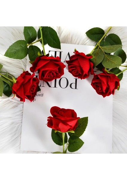 Gül Kırmızı 5 Adet 51 cm Yapay Çiçek Flanel Gül Sahte Çiçek Düğün Ev Dekorasyon Yapay Çiçek Dekorasyon Sevgililer Günü Hediyesi (Yurt Dışından) fırsatları