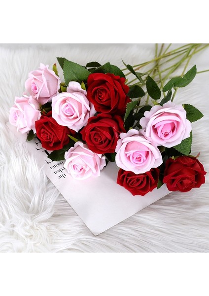 Gül Kırmızı 5 Adet 51 cm Yapay Çiçek Flanel Gül Sahte Çiçek Düğün Ev Dekorasyon Yapay Çiçek Dekorasyon Sevgililer Günü Hediyesi (Yurt Dışından) indirimleri