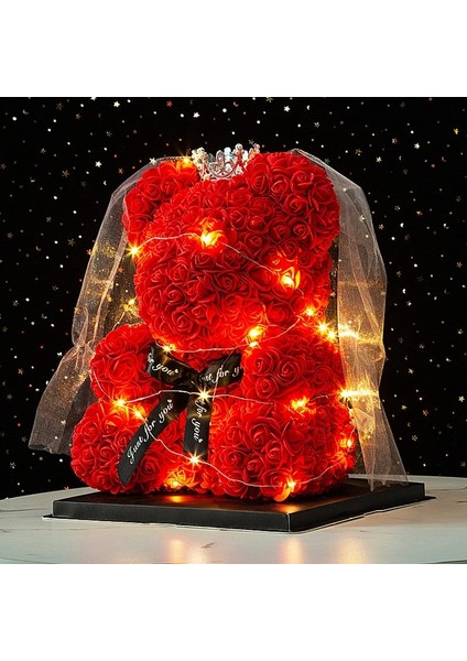 25 Cm-Gri Düğün Dekorasyon Gül Ayı Yapay Çiçek Kutusu ve Işık Gül Teddy Bear Kadınlar Için Sevgililer Kız Arkadaşı Doğum Günü Hediyeleri (Yurt Dışından) modelleri