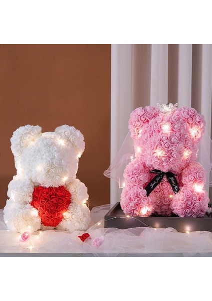 25 Cm-Gri Düğün Dekorasyon Gül Ayı Yapay Çiçek Kutusu ve Işık Gül Teddy Bear Kadınlar Için Sevgililer Kız Arkadaşı Doğum Günü Hediyeleri (Yurt Dışından) indirimleri