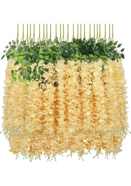 Şampanya 12 Adet Yapay Wisteria Çiçekler Ratta Ekstra Uzun Kalın Asma Asılı Garland Ipek Wisteria Çelenk Ev Partisi Düğün Dekor Için (Yurt Dışından)