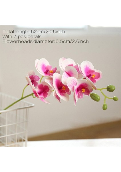Pembe Orkide 52 cm Büyük 3D 11/7 Kafaları Pvc Yapay Çiçek Orkide Phalaenopsis Saksı Bitkileri Peyzaj Düğün Çiçek Aranjmanı Ev Dekor (Yurt Dışından)