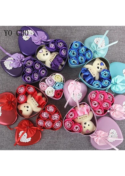 Kırmızı 3FLOWER1BEAR Yo Cho Yapay Çiçek 3/4/6 Adet Güller Ayı Sabun Çiçek Hediye Kutusu Sevgililer Günü Anneler Günü Düğün Yeni Yıl Eşi Için Hediye (Yurt Dışından)