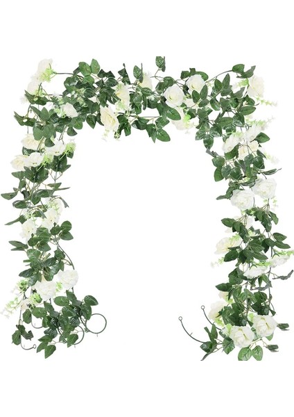 F04 2.2 M Gül Yapay Çiçekler Asılı Garland Ipek Gül Yaprakları Asma Rattan Ev Düğün Kemer Noel Partisi Dekoru Bitkiler Ivy (Yurt Dışından)