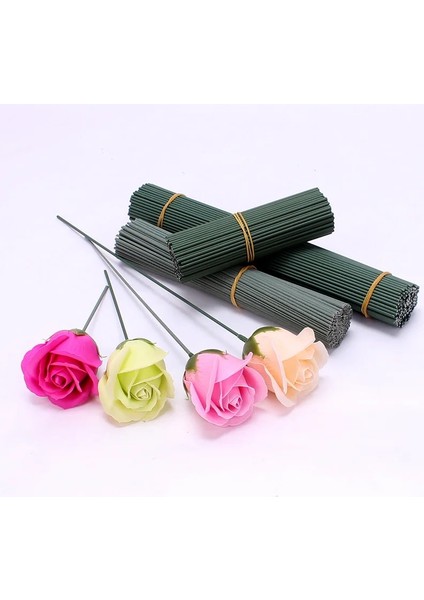 100 Adet 25CM 17CM/25/30/40CM Yapay Çiçek Sapları Gül Yaprakları/taban Demir Tel Kök Dıy Sabun/kağıt Çiçek Saplama Aksesuar Sapları Zanaat Dekor (Yurt Dışından)