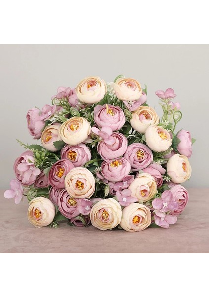 Stil 9 1 Buket Yapay Şakayık Çay Gül Çiçek Kamelya Ipek Sahte Çiçek Flores Dıy Ev Bahçe Düğün Dekorasyon (Yurt Dışından)