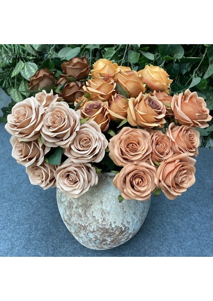 Şampanya Gülü 9 Kafaları 1 Demet Kamelya Gül Yapay Çiçek Holding Buketleri Parti Düğün Sahne Ekran Odası Ev Dekor Sahte Çiçek Hediyeler (Yurt Dışından) fiyatları