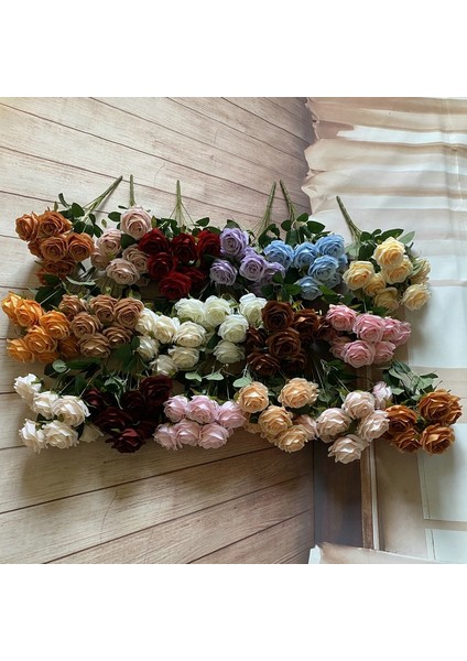 Şampanya Gülü 9 Kafaları 1 Demet Kamelya Gül Yapay Çiçek Holding Buketleri Parti Düğün Sahne Ekran Odası Ev Dekor Sahte Çiçek Hediyeler (Yurt Dışından) modelleri