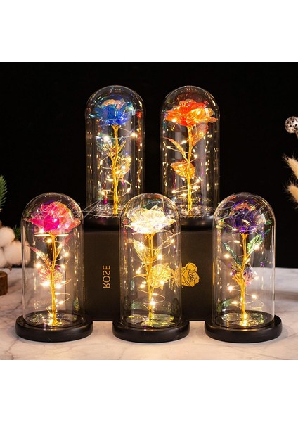 Ipek Gül-Siyah Kadınlar Için Hediyeler Güzel ve Çirkin Camda Korunmuş Güller Galaxy Rose LED Işık Yapay Çiçek Kızlar Için Doğum Günü Hediyesi (Yurt Dışından) modelleri