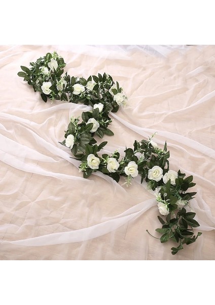 Derin Pembe Ipek Yapay Gül Asma Asılı Çiçekler Duvar Noel Rattan Sahte Bitkiler Garland Romantik Düğün Ev Dekorasyon Bırakır (Yurt Dışından) fiyatları