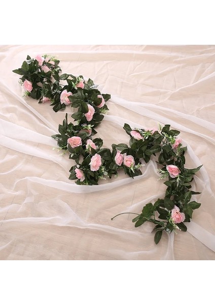 Derin Pembe Ipek Yapay Gül Asma Asılı Çiçekler Duvar Noel Rattan Sahte Bitkiler Garland Romantik Düğün Ev Dekorasyon Bırakır (Yurt Dışından) modelleri
