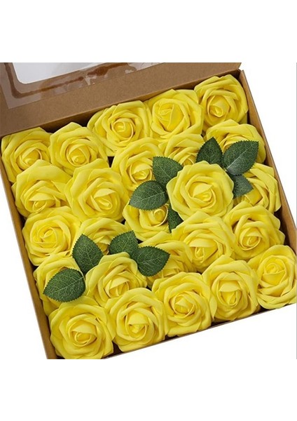 F01 Sarı 50 Adet Hiçbir Kutu Yaprakları 25/50 Kafaları Yapay Gül Çiçek Köpük Sahte Sahte Çiçekler Güller Dıy Düğün Buketleri Için Parti Ev Dekor Bahçe Dekorasyon (Yurt Dışından)