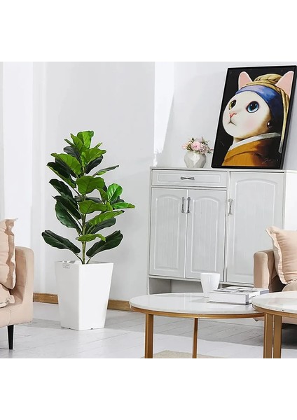 39IN Pot Olmadan 63IN Sahte Bitkiler Büyük Tropikal Yapay Ficus Ağacı Şubesi Gerçek Dokunmatik Banyan Ağacı Sahte Palmiye Yaprakları Ev Bahçe Dükkanı Dekor Için (Yurt Dışından)