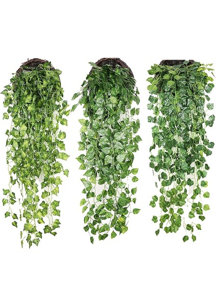 Q Yapay Bitki Sarmaşıklar Duvar Asılı Rattan Yapraklar Dalları Açık Bahçe Ev Dekorasyon Plastik Sahte Ipek Yaprak Yeşil Bitki Sarmaşık (Yurt Dışından)