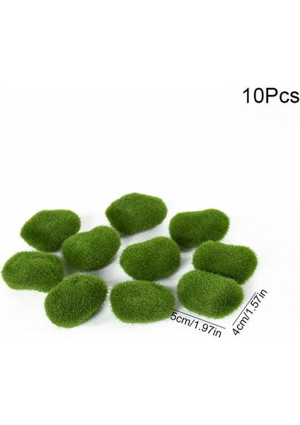 5x4 cm 10 Adet Yapay Yosun Kayalar Topu Sahte Yeşil Bitki Ev Bahçe Saksı Dekorasyon Mikro Peyzaj Dıy El Sanatları (Yurt Dışından)