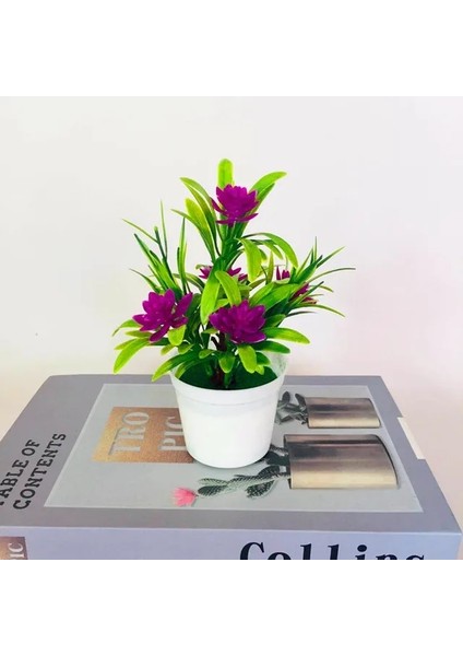 15X10 cm Yapay Bitkiler Mini Bonsai Küçük Simüle Ağaç Saksı Bitkileri Sahte Çiçekler Ofis Masası Saksı Süs Ofis Ev Bahçe Dekor (Yurt Dışından)
