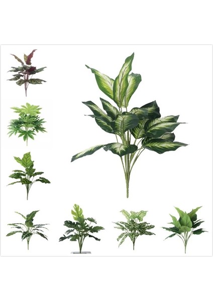 30 Yaprak 25 cm Yeşil Yapay Plastik Bitki Monstera Dökmeyen Sahte Küçük Ağaç Ev Oturma Odası Balkon Bahçe Otel Duvarı Tropikal Yeşil Dekorasyon (Yurt Dışından) indirimleri