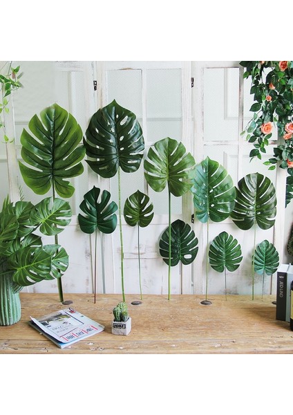 Kumaş Mediummonstera Yapay Sahte Monstera Palmiye Yaprakları Yeşil Tropikal Bitkiler Yaprak Düğün Dıy Çiçek Aranjmanı Ev Dekorasyon Gerçek Dokunmatik Yapraklar (Yurt Dışından)
