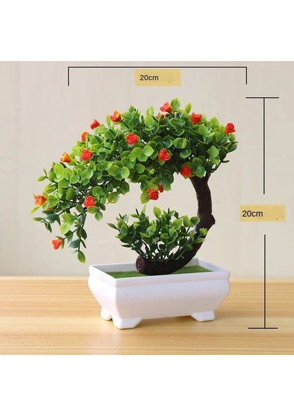 Yueyameigui Turuncu Yapay Bitkiler Dıy Basit Bonsai Küçük Ağaç Sahte Bitkiler Sahte Çiçekler Saksı Süsler Banyo Ev Dekor Otel Bahçe Dekor (Yurt Dışından)