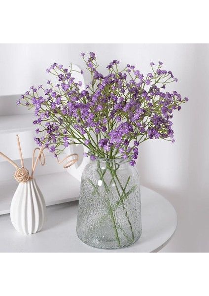 52CM-AÇIK Mor 3 Adet 52CM 90 Kafa 3 Şube Beyaz Gypsophila Yapay Çiçekler Düğün Dıy Buket Dekorasyon Aranjmanı Sahte Çiçek Ev Dekor (Yurt Dışından)