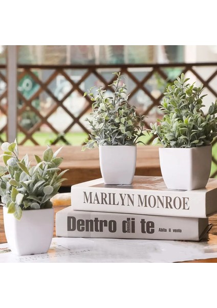 Sütlü Beyaz Yapay Bitkiler Bonsai Okaliptüs Yaprakları Küçük Ağaç Pot Yeşil Sahte Bitki Ev Bahçe Odası Masa Dekorasyon Için Saksı Kapalı (Yurt Dışından)