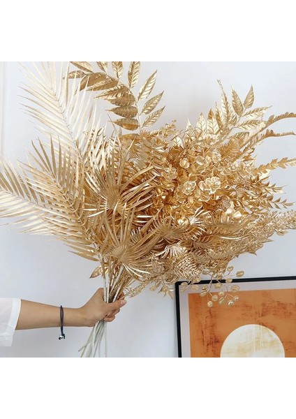 L L Yapay Altın Bitkiler Gümüş Palmiye Yaprağı Noel Çelenk Aksesuarları Plastik Çiçek Aranjmanı Malzeme Parti Ev Düğün Dekor (Yurt Dışından) indirimleri