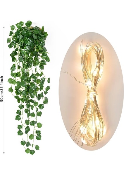 T05-1P 2 P Parlayan Yapay Asılı Bitki 2.9ft Sahte Sarmaşık Asma Yaprakları Duvar Bitki Garland LED Dizeleri ile Ev Bahçe Düğün Için Işık (Yurt Dışından)