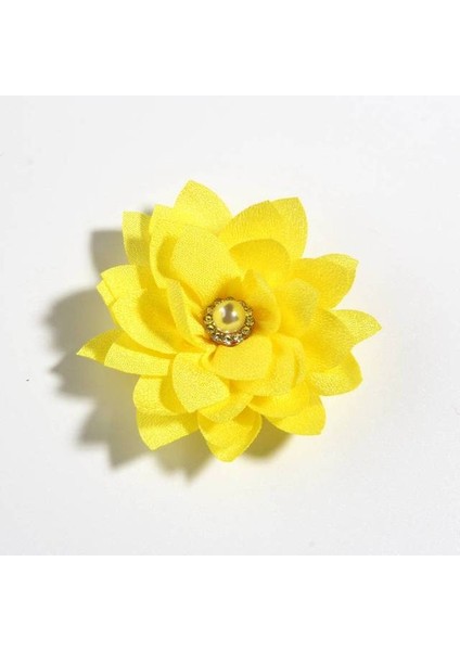 Sarı 10 Adet 5.5 cm 2.1 "küçük Katmanlı Yapay Kumaş Çiçek Düğün Butik Şifon Lotus Parti Zanaat Ev Saç Aksesuarları (Yurt Dışından)