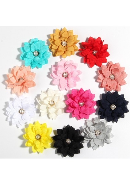 Sarı 10 Adet 5.5 cm 2.1 "küçük Katmanlı Yapay Kumaş Çiçek Düğün Butik Şifon Lotus Parti Zanaat Ev Saç Aksesuarları (Yurt Dışından)