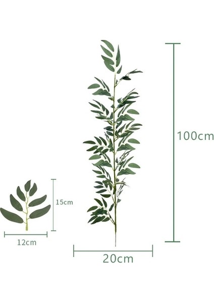 A04652-1PC 1m Yapay Bambu Yaprakları Çiçek Aranjmanı Yapay Bahar Bitki Uzun Çubuk Okaliptüs Yaprakları (Yurt Dışından)