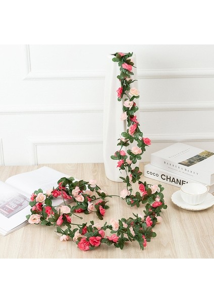 Pembe 2.2 Metre Gül Yapay Çiçekler Noel Garland Düğün Ev Odası Dekorasyon Için Bahar Sonbahar Bahçe Dıy Sahte Bitki Asma (Yurt Dışından)
