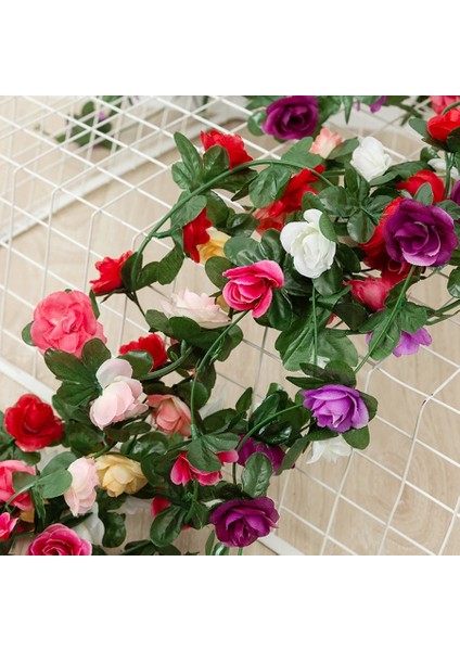 Pembe 2.2 Metre Gül Yapay Çiçekler Noel Garland Düğün Ev Odası Dekorasyon Için Bahar Sonbahar Bahçe Dıy Sahte Bitki Asma (Yurt Dışından)
