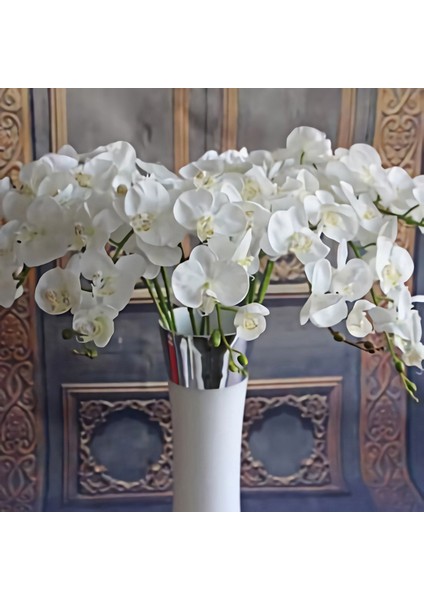 Orkide 4 1pc Ipek Kelebek Orkide Yapay Çiçekler Buket Düğün Ev Dekorasyonu Için Gerçek Dokunmatik Phalaenopsis Sahte Çiçekler Şakayık Gül (Yurt Dışından)