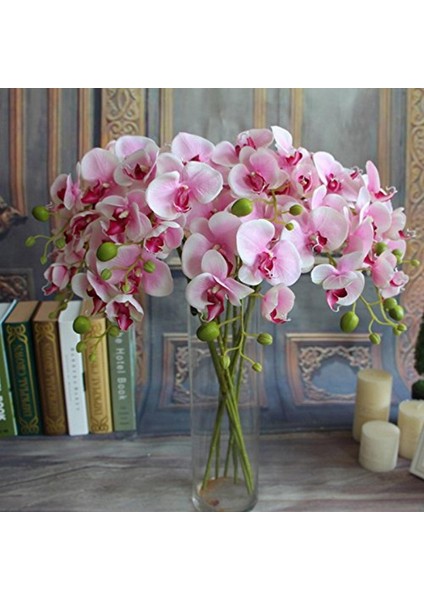 Orkide 4 1pc Ipek Kelebek Orkide Yapay Çiçekler Buket Düğün Ev Dekorasyonu Için Gerçek Dokunmatik Phalaenopsis Sahte Çiçekler Şakayık Gül (Yurt Dışından)