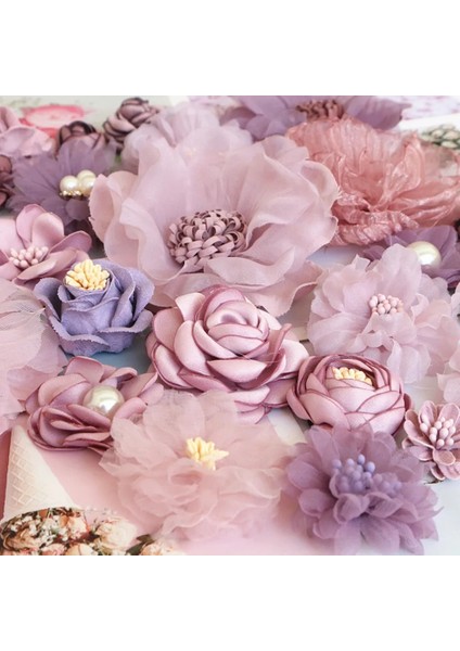 26 10 Adet Mor Serisi Saten Şifon Kumaş Yapay Çiçekler Düğün Elbisesi Giyim Şapka Dekorasyon Headdress Kafa Bandı Çiçek (Yurt Dışından) modelleri