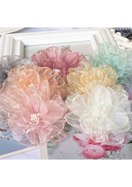 Rastgele Karıştırın 10 Adet/grup 9 cm El Yapımı Şifon Kumaş Yapay Çiçek Gelinlik Şapka Dekorasyon (Yurt Dışından)