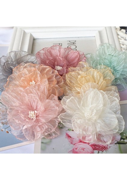 Rastgele Karıştırın 10 Adet/grup 9 cm El Yapımı Şifon Kumaş Yapay Çiçek Gelinlik Şapka Dekorasyon (Yurt Dışından) modelleri
