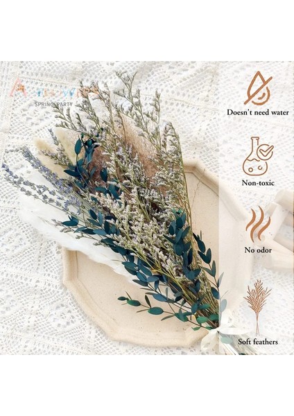 S-66 Adet Hiçbir Vazo Kabarık Doğal Kurutulmuş Çiçekler Buket Boho Estetik Ev Dekor Düğün Dekorasyon Için Gerçek Pampas Çim Iskandinav Oturma Odası Dekor (Yurt Dışından)