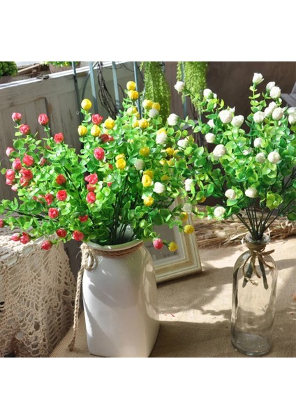Beyaz Mini Ipek Yapay Gül Çiçekler Sahte Plastik Yapraklar Sahte Çalılar 30 Kafa Açık Hava Bahçe Dekorasyonu Beyaz Çit Duvar Dekoru (Yurt Dışından)