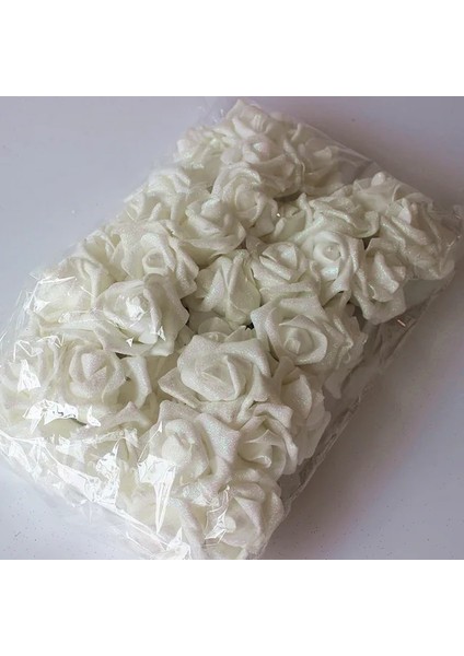Beyaz 20 Adet 6 cm 20/10/5 Adet Yeni Glitter Köpük Gül Yapay Çiçek Düğün Gelin Buketi Dekorasyon Ev Dekoratif Sahte Çiçek Buketi (Yurt Dışından)