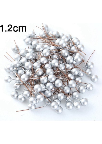 1.2 Cm-Gümüş 50 Adet 50/100 Adet/grup Mini Plastik Berry Yapay Çiçek Kırmızı Kiraz Sedefli Ercik Düğün Noel Pastası Kutusu Çelenkler Dekorasyon (Yurt Dışından)
