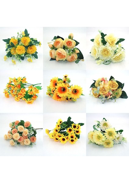 Stil 6 Sarı Çeşitli Sonbahar Sahte Çay Gül Şakayık Ipek Çiçek Sonbahar Gerbera Papatya Sahte Çiçek Plastik Dıy Düğün Ev Aksesuarları (Yurt Dışından) fiyatları