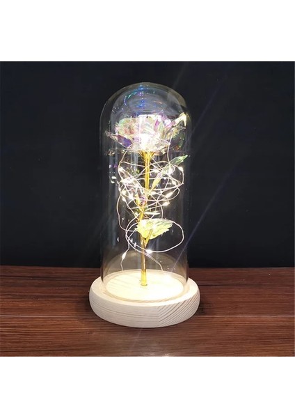 C-8 2022 LED Büyülü Galaxy Gül Ebedi 24K Altın Folyo Çiçek Noel Sevgililer Günü Hediyesi Için Kubbede Peri Dize Işıkları ile (Yurt Dışından)