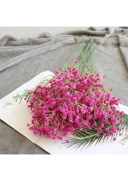 Gül Kırmızı 1 Demet Yapay Sahte Ipek Gypsophila Çiçekler Düğün Ev Dekorasyon Silikon Gerçek Dokunmatik Dekoratif Bahçe Dekor (Yurt Dışından)