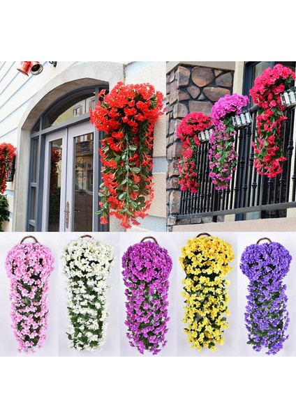 Stil 4 Dıy Yapay Ipek Menekşe Ivy Asmak Çiçek Çelenk Duvar Asılı Bitki Düğün Ev Partisi Balkon Dekor Yapay Çiçek (Yurt Dışından)
